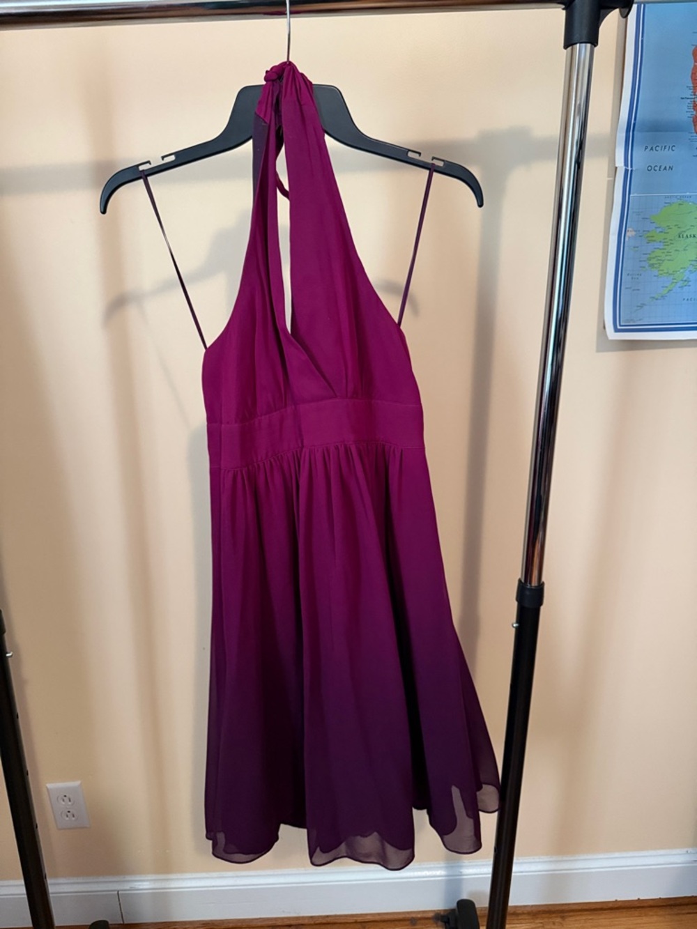 Express Magenta Halter Cocktail Dress